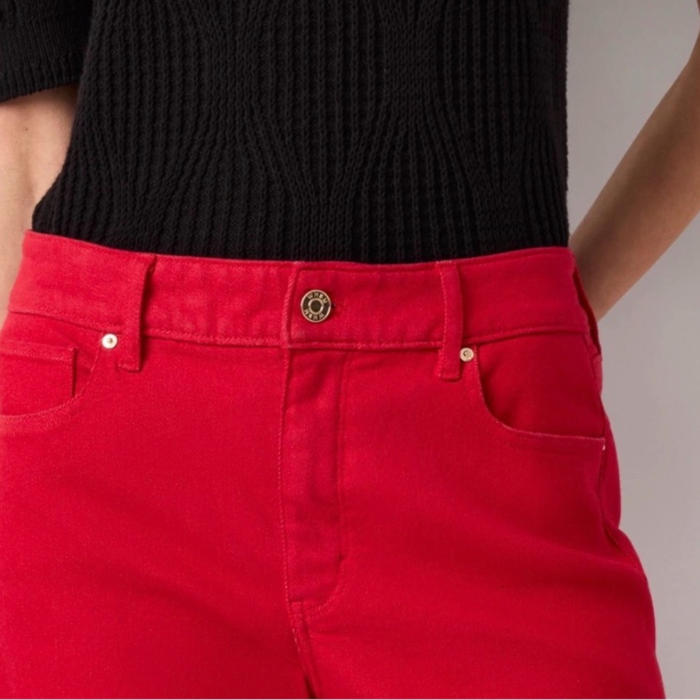 NWT WHITE HOUSE BLACK MARKET Red WIDE LEG JEANS - Picture 3 of 5